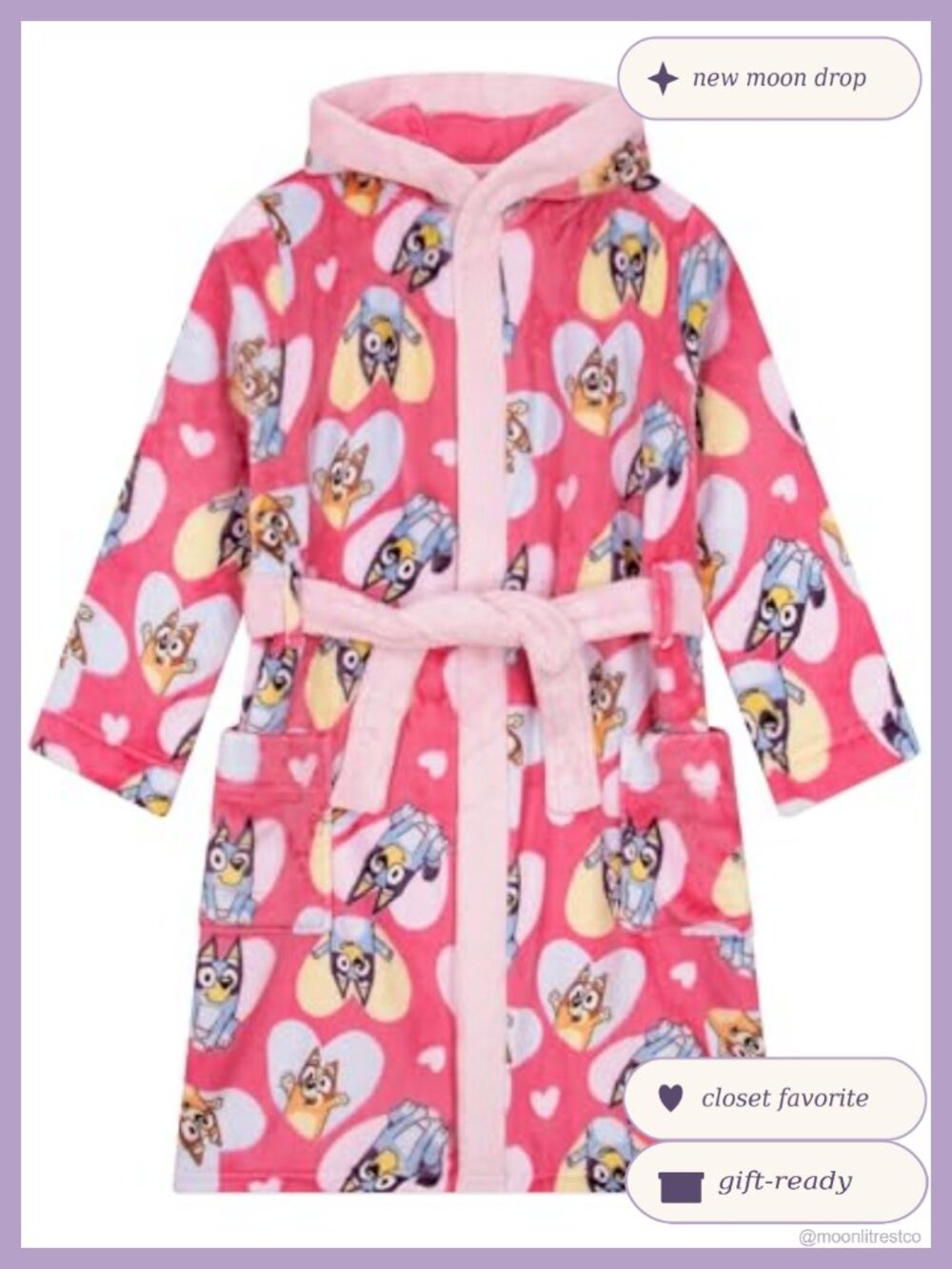 Bluey Bingo Hooded Fleece Robe Girls Cozy Bathrobe